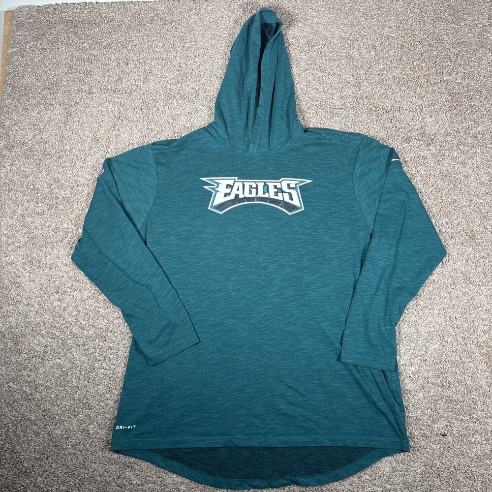 Nike NFL Philadelphia Eagles Dri-FIT Hooded T-Shirt Mens XL Midnight Green
